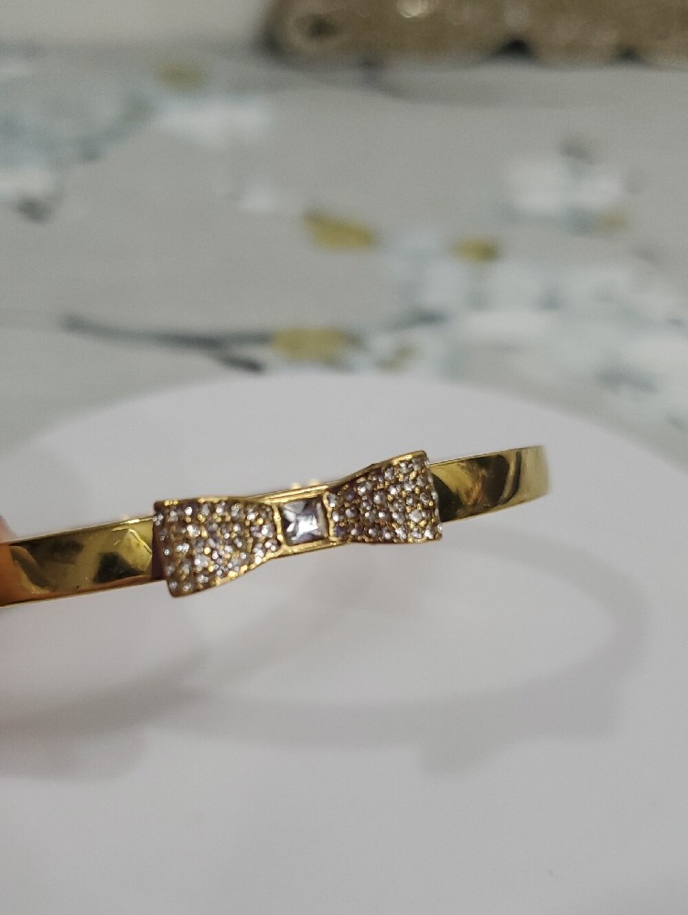 kate spade Gold Bow Pavé Crystal Bangle Bracelet - Picture 10 of 11